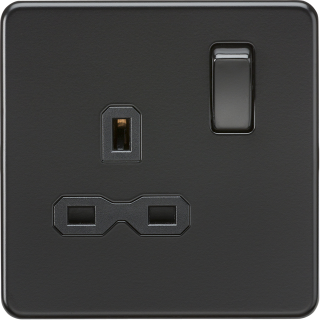 ML Accessories 13A 1G DP Switched Socket - Matt Black with Black Insert