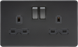 13A 2G DP Switched Socket - Matt Black with Twin Earths