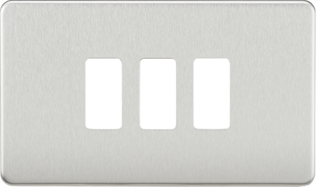 Screwless 3G Grid Faceplate - Brushed Chrome