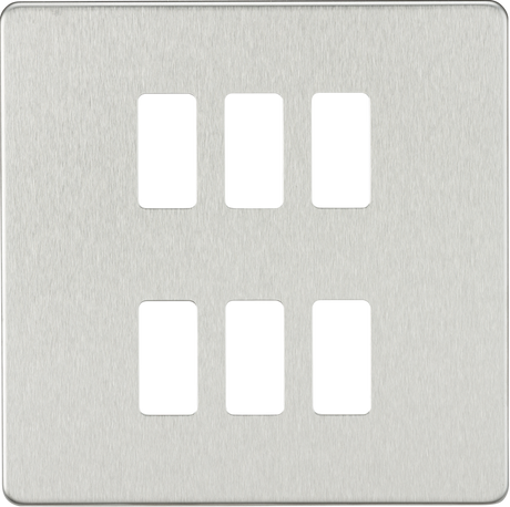 Screwless 6G Grid Faceplate - Brushed Chrome