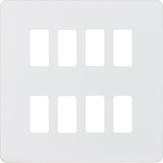 Screwless 8G Grid Faceplate - Matt White