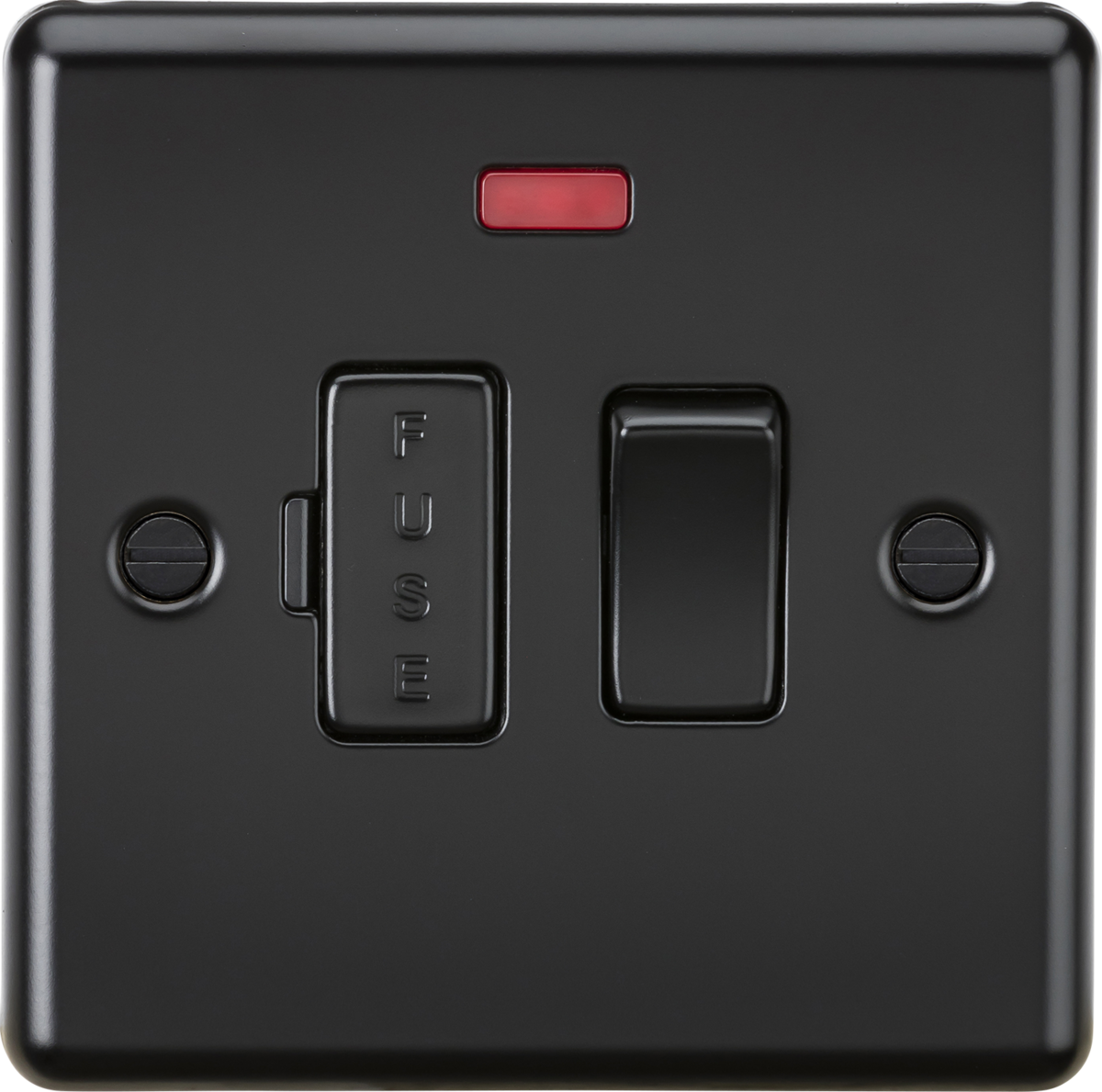 13A Switched Fused Spur Unit with Neon - Matt Black