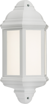 230V IP54 LED Half Wall Lantern - White, 8W, Cool White Lighting