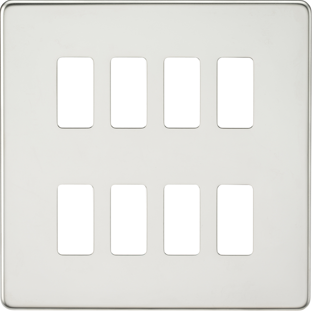 Screwless 8G Grid Faceplate - Polished Chrome