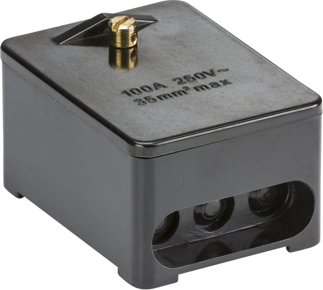 100A 1 x 5-Way Service Connector Block - Brass Terminals