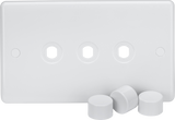 3G Dimmer Plate with Matching Caps - White Finish