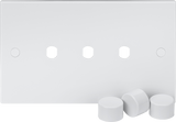 3G Dimmer Plate with Matching Dimmer Caps - Square Edge Design, 146mm Width