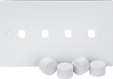 4G Dimmer Plate with Matching Dimmer Caps, Square Edge, White