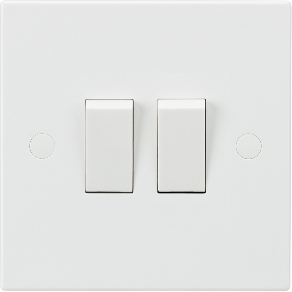 Knightsbridge 10AX 2G 2-Way Switch - Square Edge, White