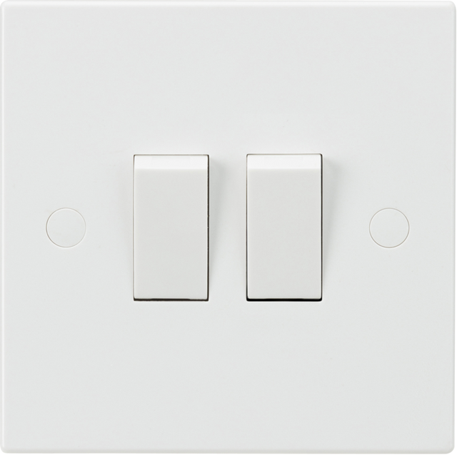 Knightsbridge 10AX 2G 2-Way Switch - Square Edge, White
