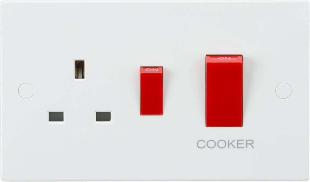 45A DP Switch & 13A Socket - Red Rockers