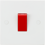 Knightsbridge 45A DP Switch with Red Rocker - White