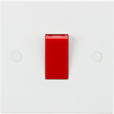 Knightsbridge 45A DP Switch with Red Rocker - White