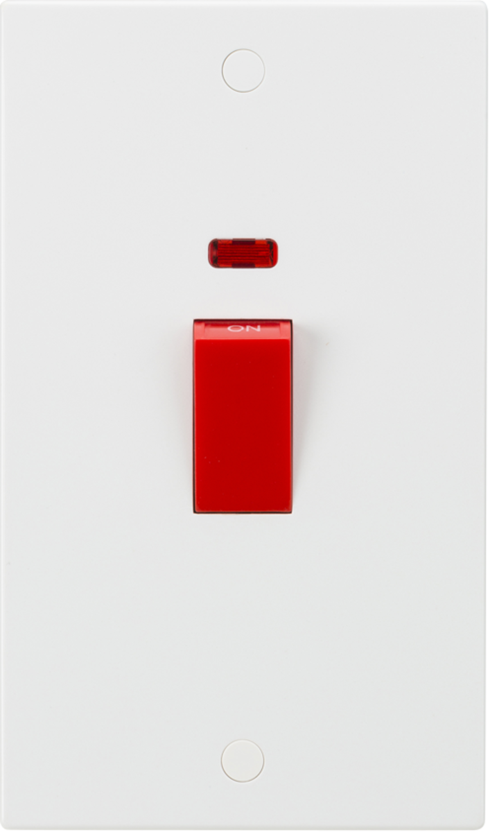 Knightsbridge 45A DP Switch with Neon - Red Rocker