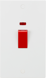 Knightsbridge 45A DP Switch with Neon - Red Rocker