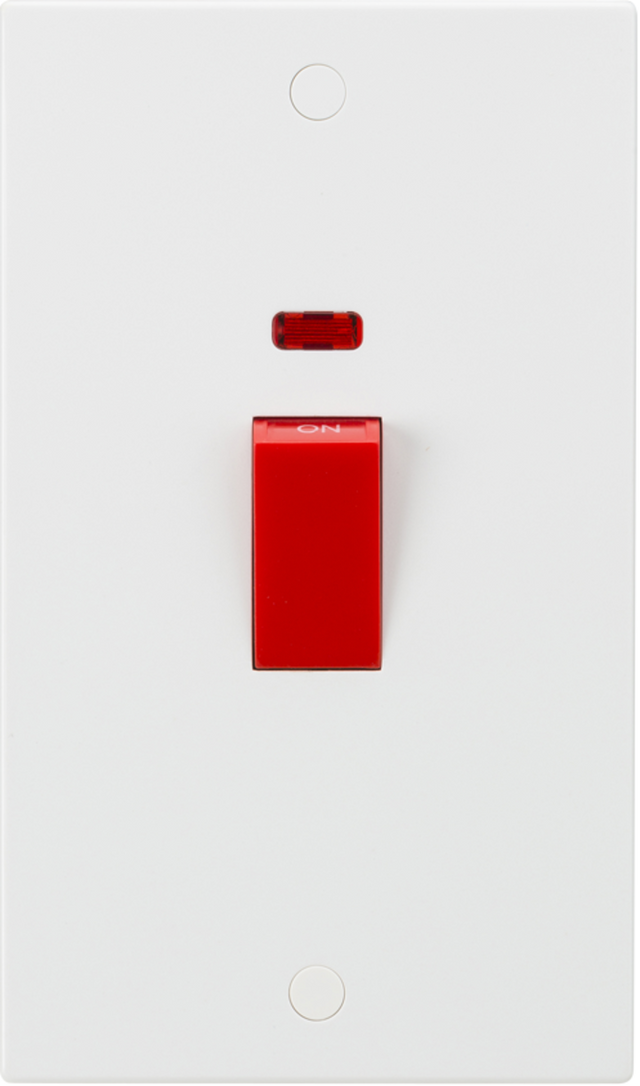 Knightsbridge 45A DP Switch with Neon - Red Rocker