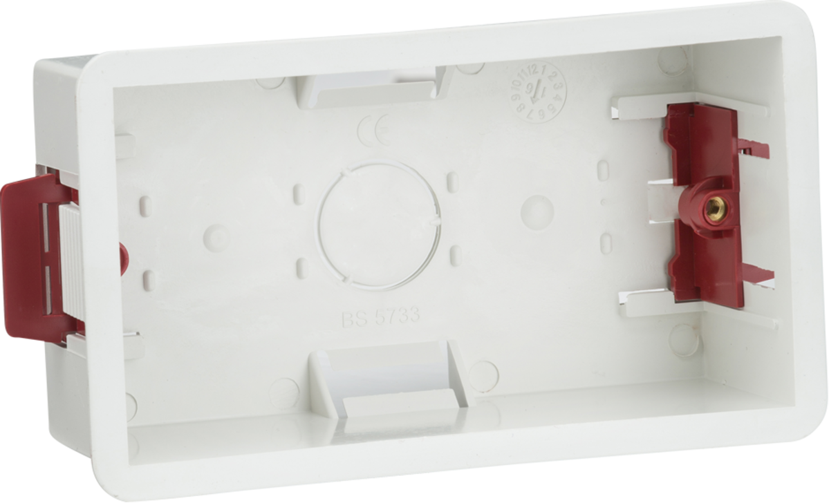 47mm Double Dry Lining Box - White Plastic - For Cavity Walls