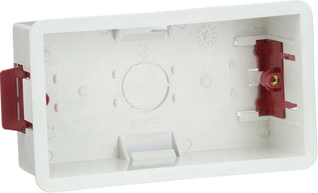 47mm Double Dry Lining Box - White Plastic - For Cavity Walls