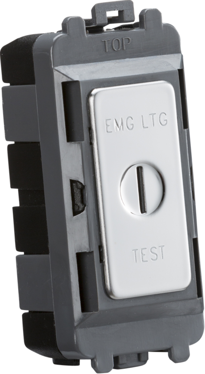 20AX DP Key Module marked EMG LTG TEST - Polished Chrome