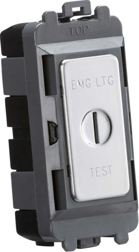 20AX DP Key Module marked EMG LTG TEST - Polished Chrome