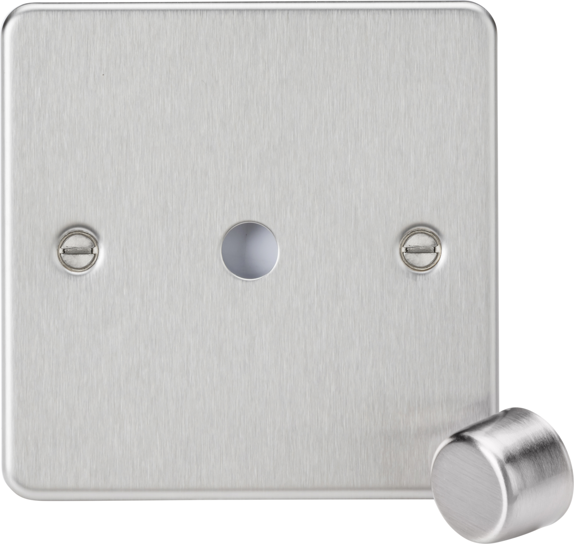 1G Dimmer Plate with Matching Metal Cap - Brushed Chrome