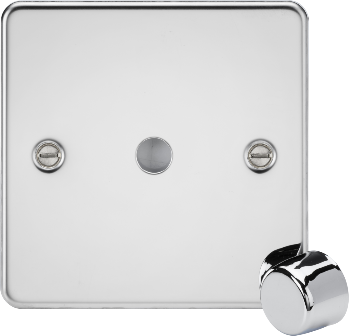 1G Dimmer Plate with Matching Metal Dimmer Cap in Polished Chrome