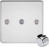 1G Dimmer Plate with Matching Metal Dimmer Cap in Polished Chrome