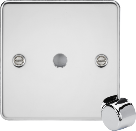 1G Dimmer Plate with Matching Metal Dimmer Cap in Polished Chrome