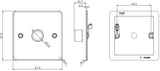 Side view of 1G Dimmer Plate with Matching Metal Dimmer Cap - Polished Chrome