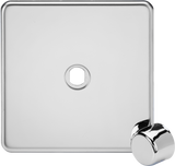 1G Dimmer Plate with Matching Metal Dimmer Cap - Polished Chrome