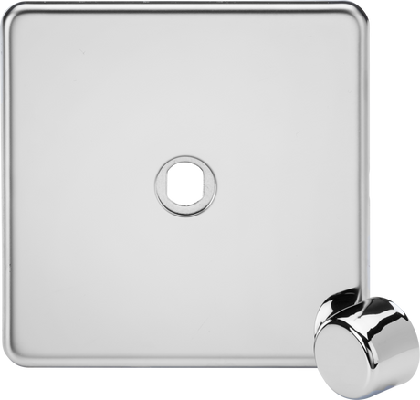 1G Dimmer Plate with Matching Metal Dimmer Cap - Polished Chrome