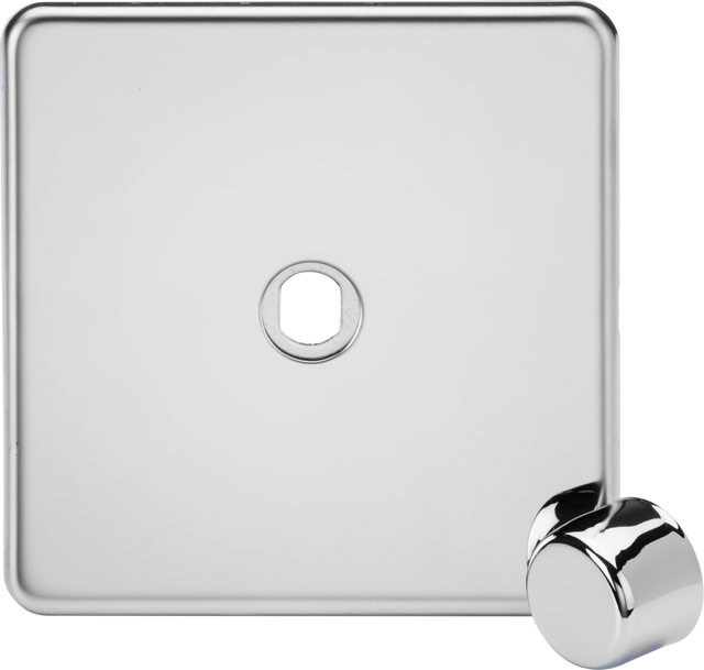 1G Dimmer Plate with Matching Metal Dimmer Cap - Polished Chrome