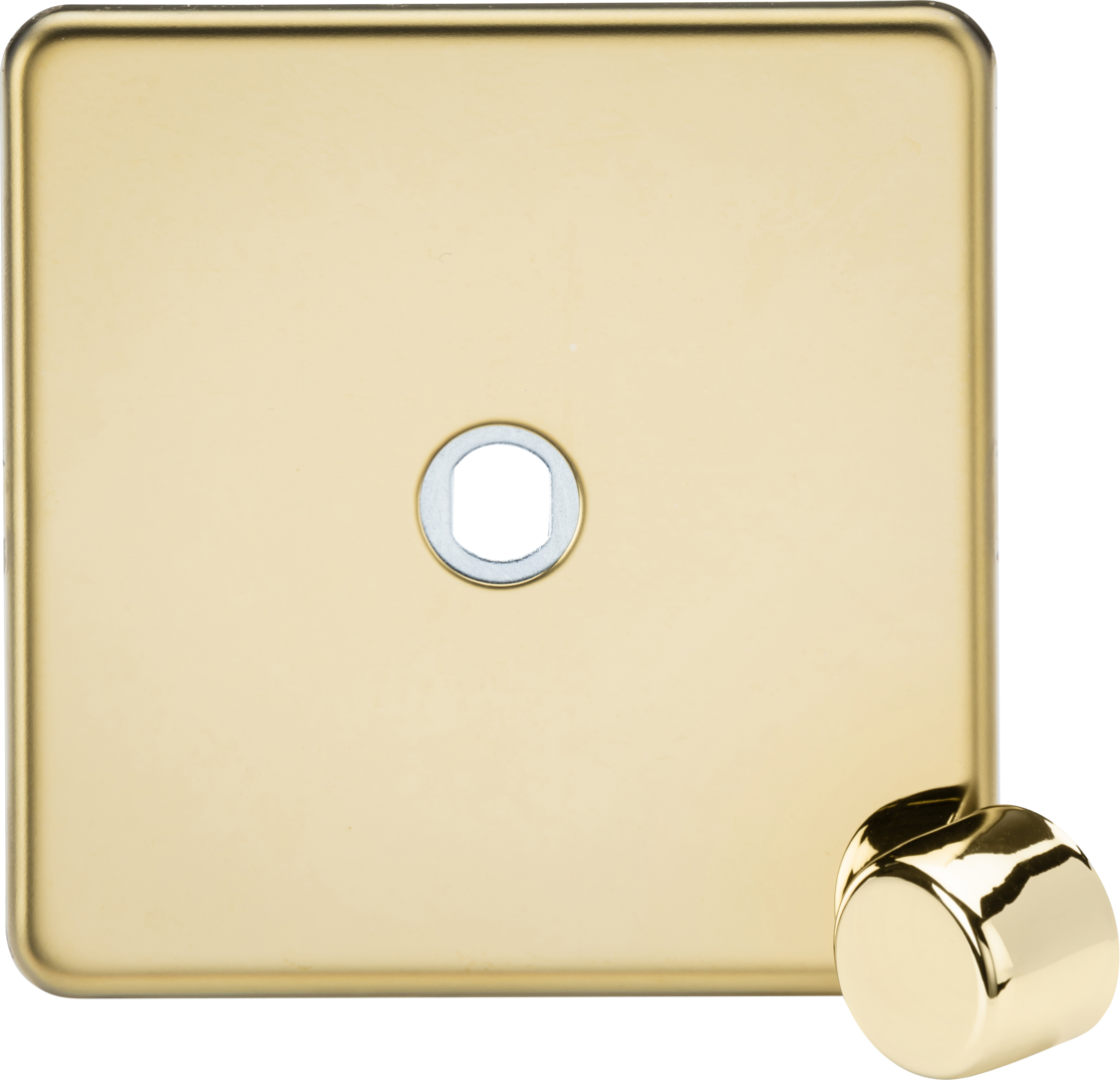 1G Dimmer Plate with Matching Metal Dimmer Cap - Polished Brass