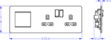 Matt Black 13A 2G DP Socket with Modular Combination Plate