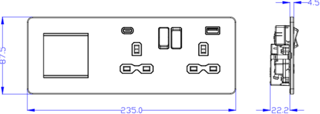 Brushed Chrome Dual USB 2G DP Socket