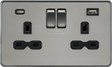 ML Accessories 13A 2G SP Switched Socket - Black Nickel