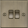 10AX 2G 2-way Plate Switch - Antique Brass featuring Square Edge Design
