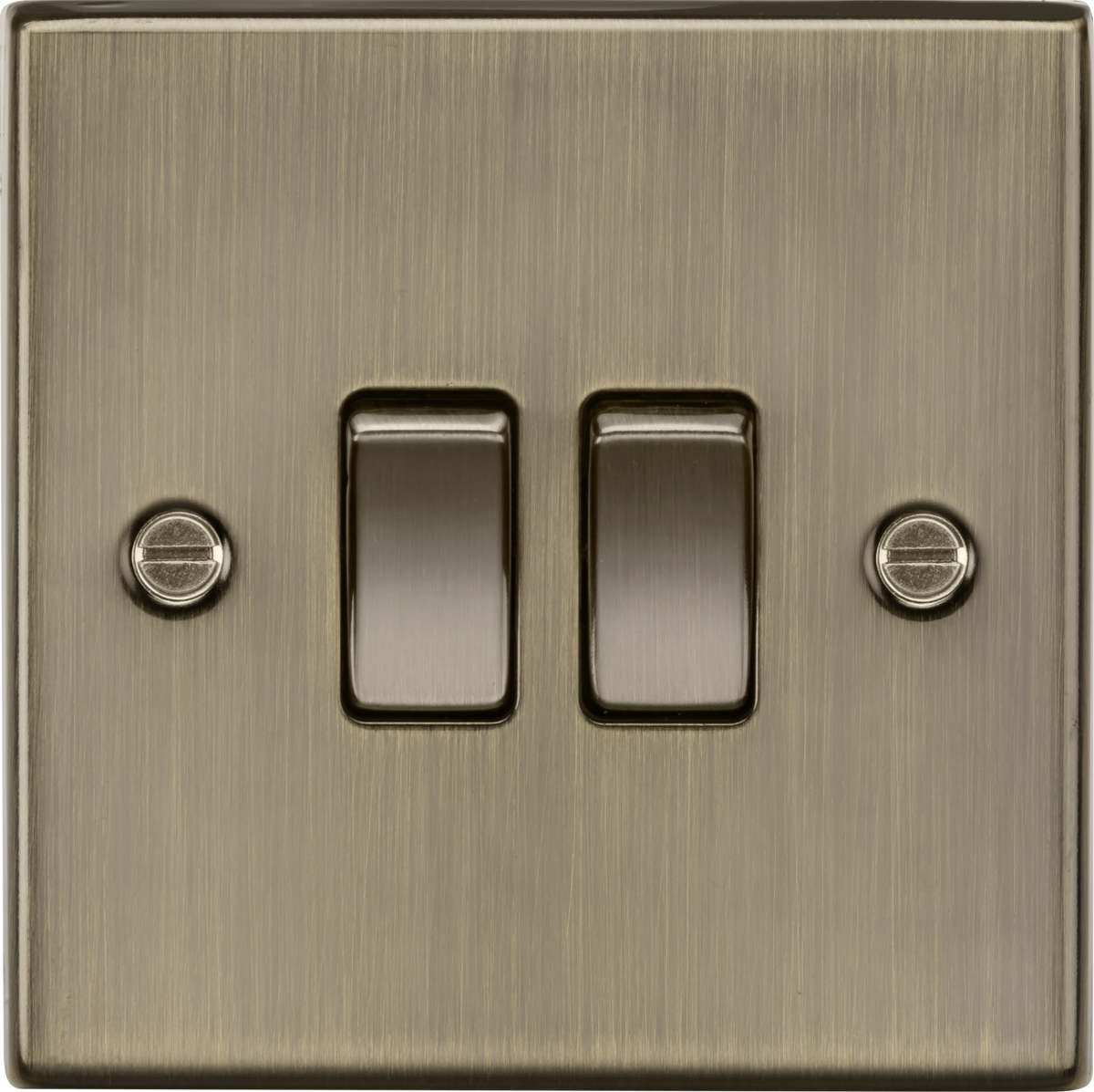10AX 2G 2-way Plate Switch - Antique Brass featuring Square Edge Design