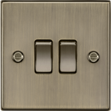 10AX 2G 2-way Plate Switch - Antique Brass featuring Square Edge Design