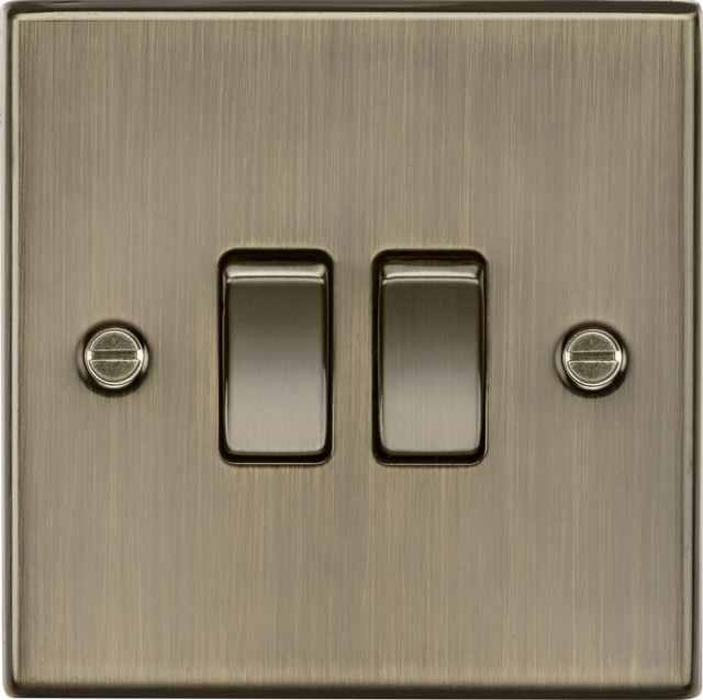 10AX 2G 2-way Plate Switch - Antique Brass featuring Square Edge Design