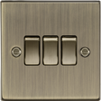 10AX 3G 2-way Plate Switch - Square Edge Antique Brass