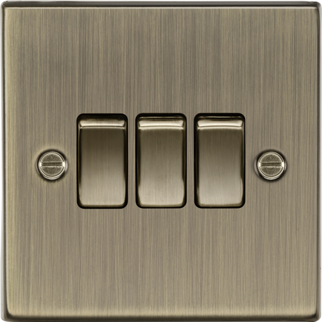 10AX 3G 2-way Plate Switch - Square Edge Antique Brass
