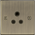 5A Unswitched Socket - Antique Brass with Black Insert, Square Edge