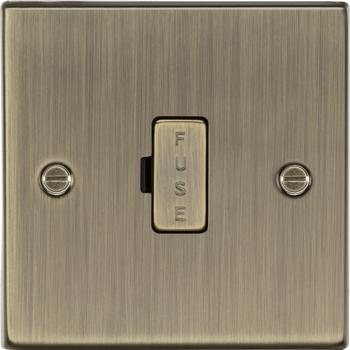 13A Fused Spur Unit - Antique Brass - Square Edge
