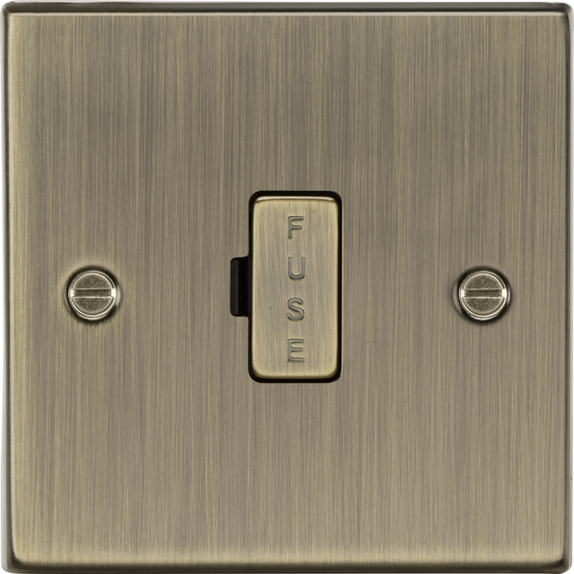 13A Fused Spur Unit - Antique Brass - Square Edge