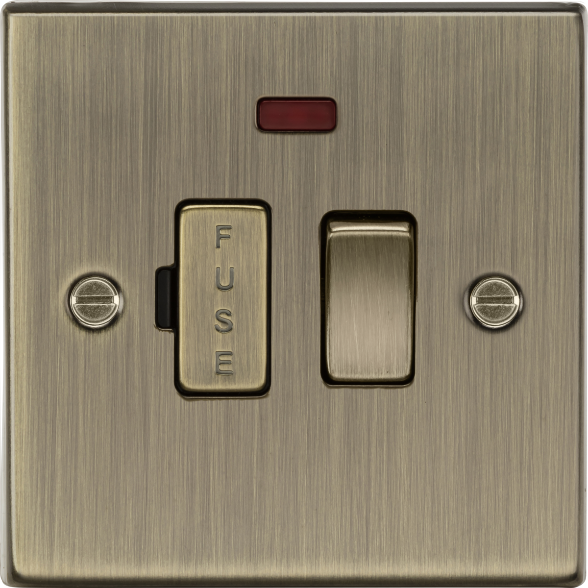 13A Switched Fused Spur Unit with Neon - Antique Brass