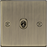 10AX 1G Intermediate Toggle Switch in Antique Brass - Square Edge