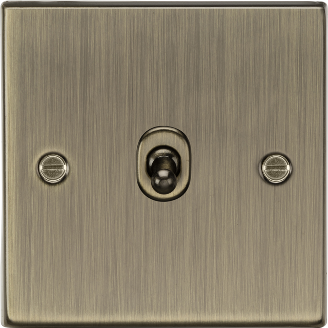 10AX 1G Intermediate Toggle Switch in Antique Brass - Square Edge
