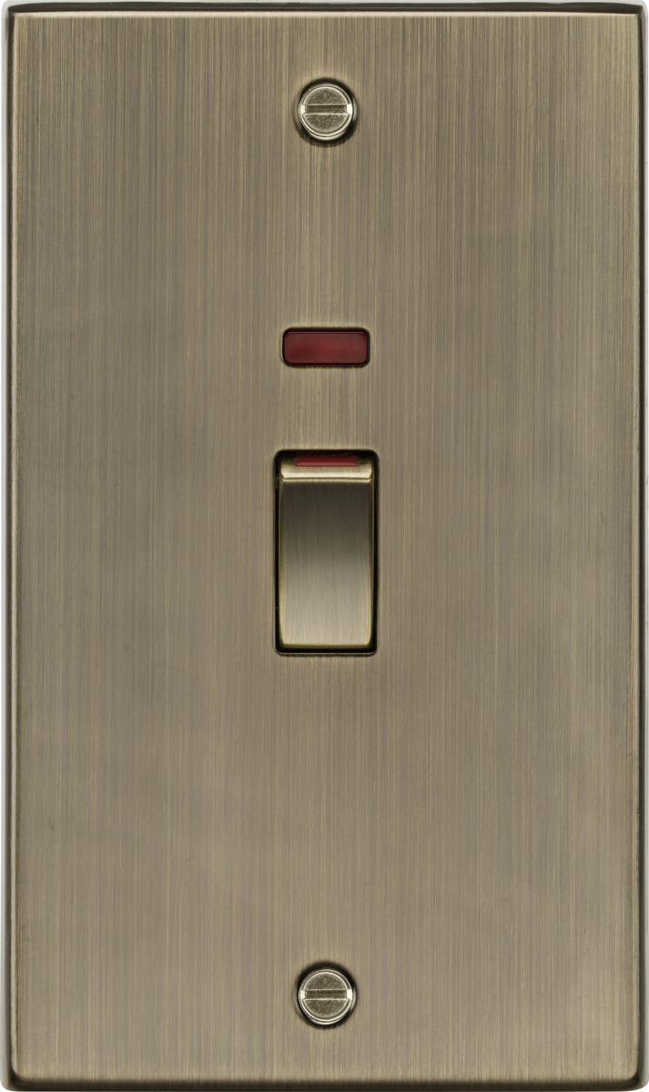 Antique Brass 45A DP Switch with Neon Indicator
