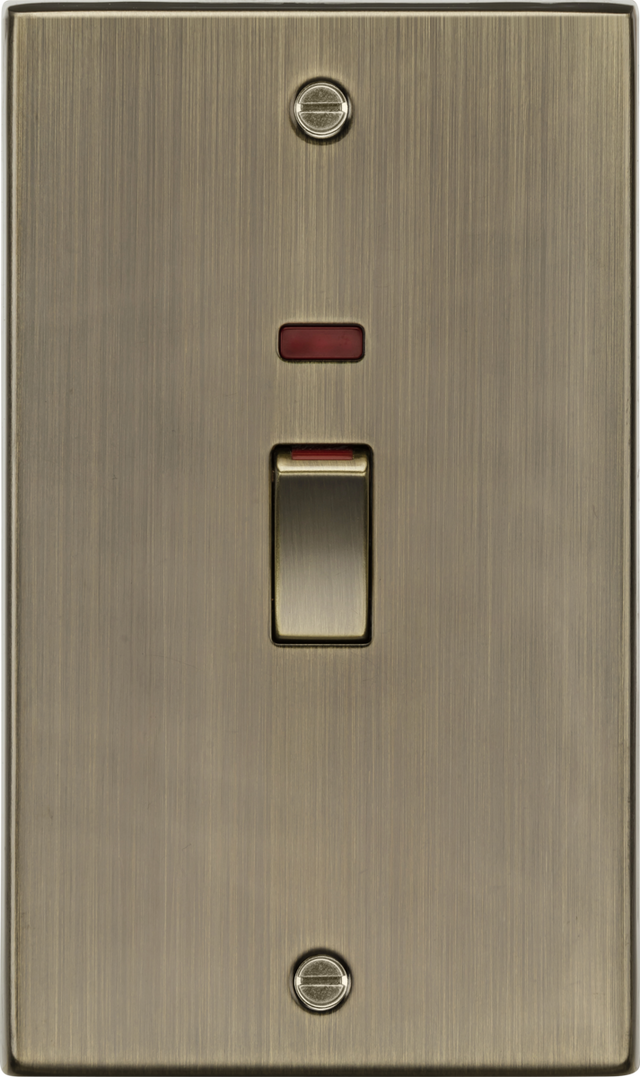 Antique Brass 45A DP Switch with Neon Indicator